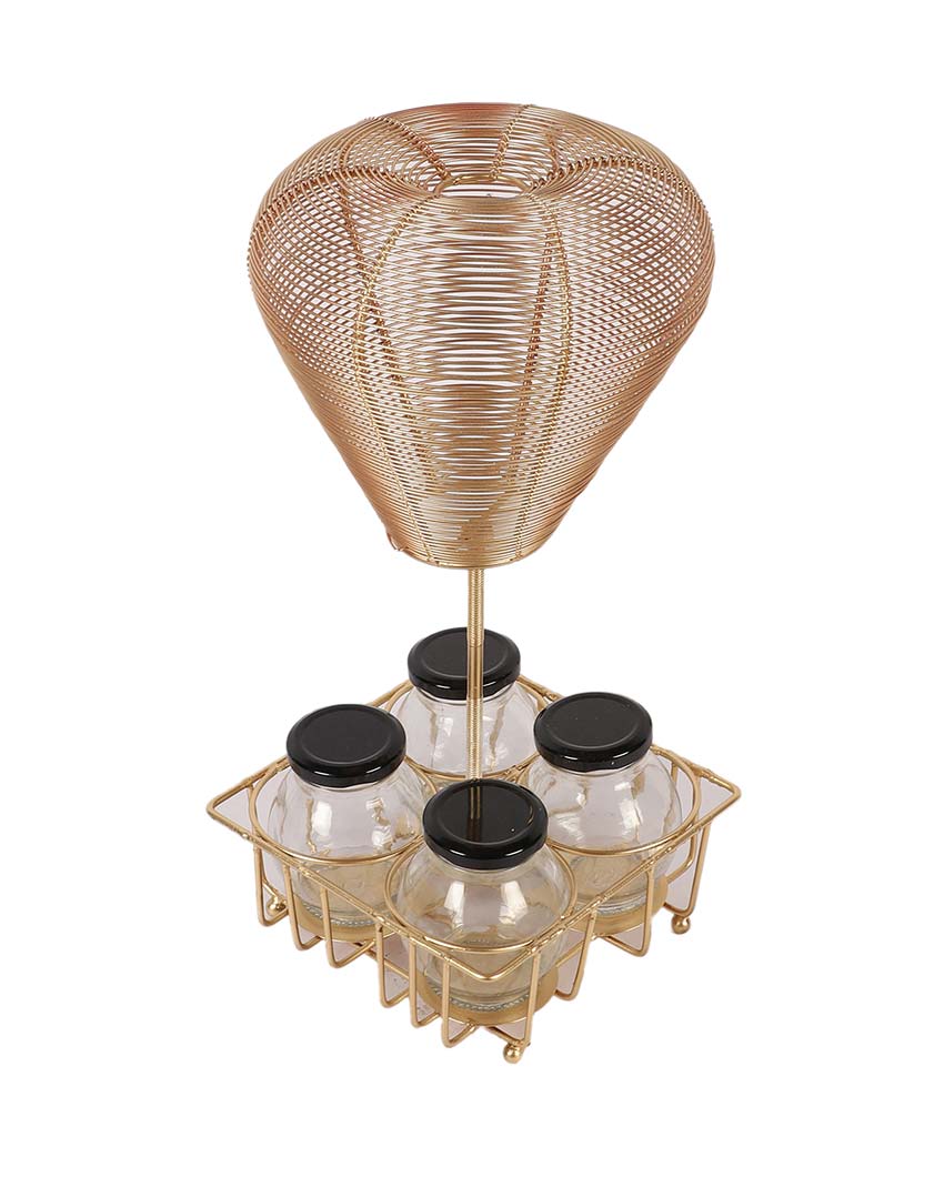 Golden Hot Air Balloon Platter with Jars | 5 Pieces