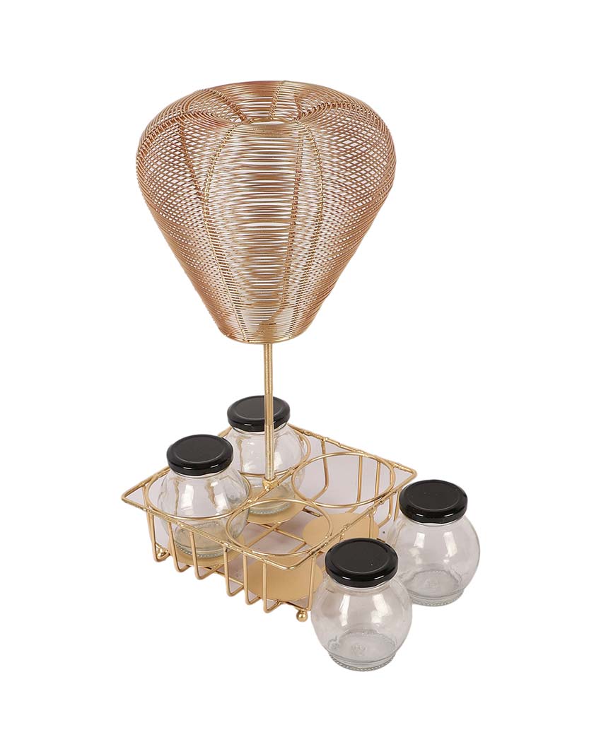 Golden Hot Air Balloon Platter with Jars | 5 Pieces