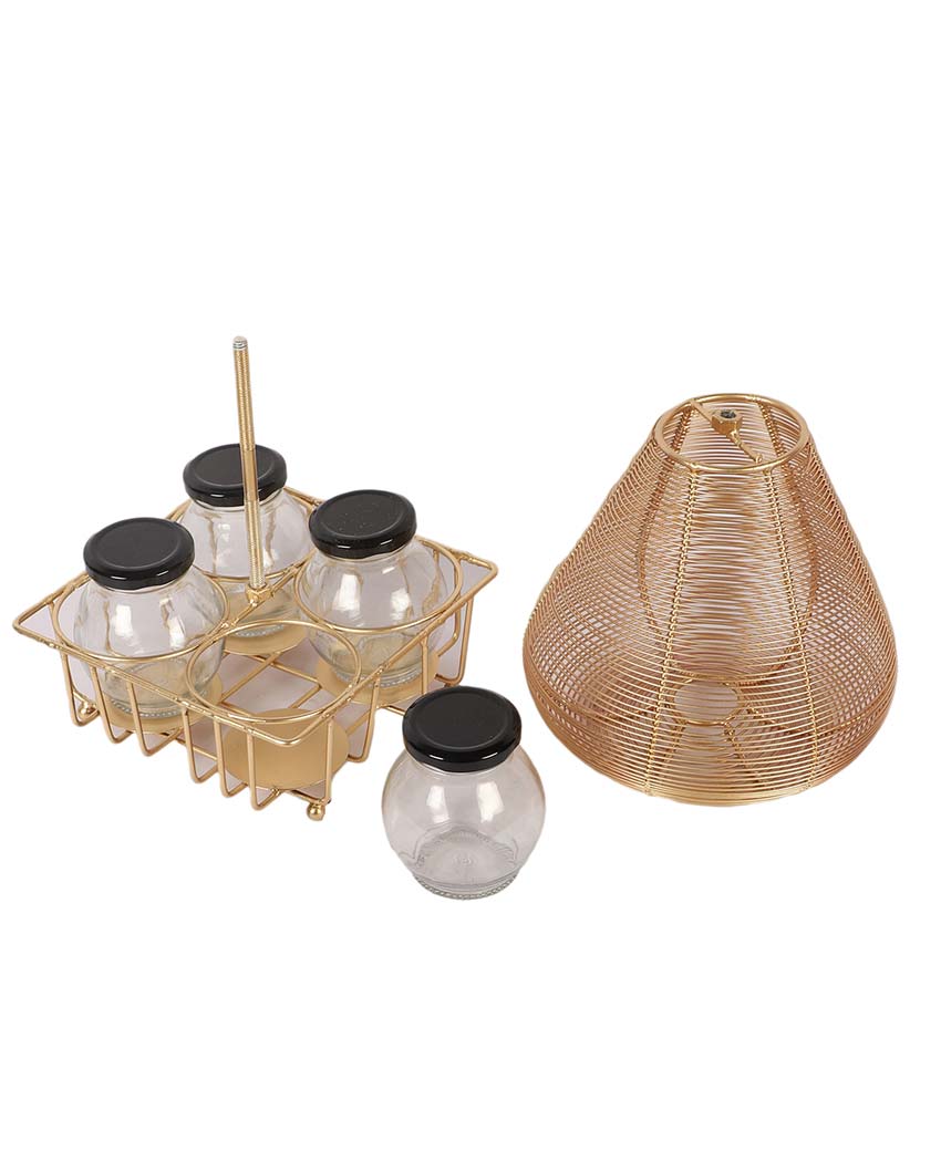 Golden Hot Air Balloon Platter with Jars | 5 Pieces