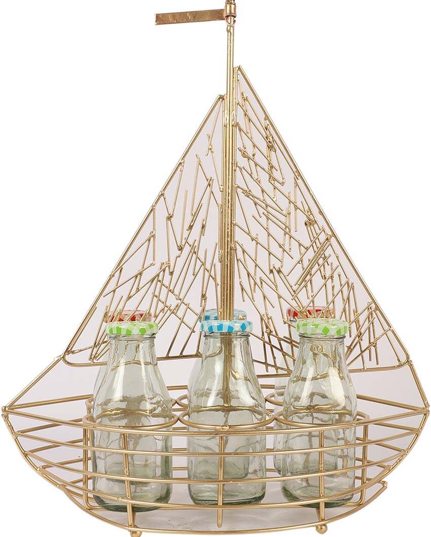 Gold Ship Mocktail Platter with 6 Bottles | 7 Pieces