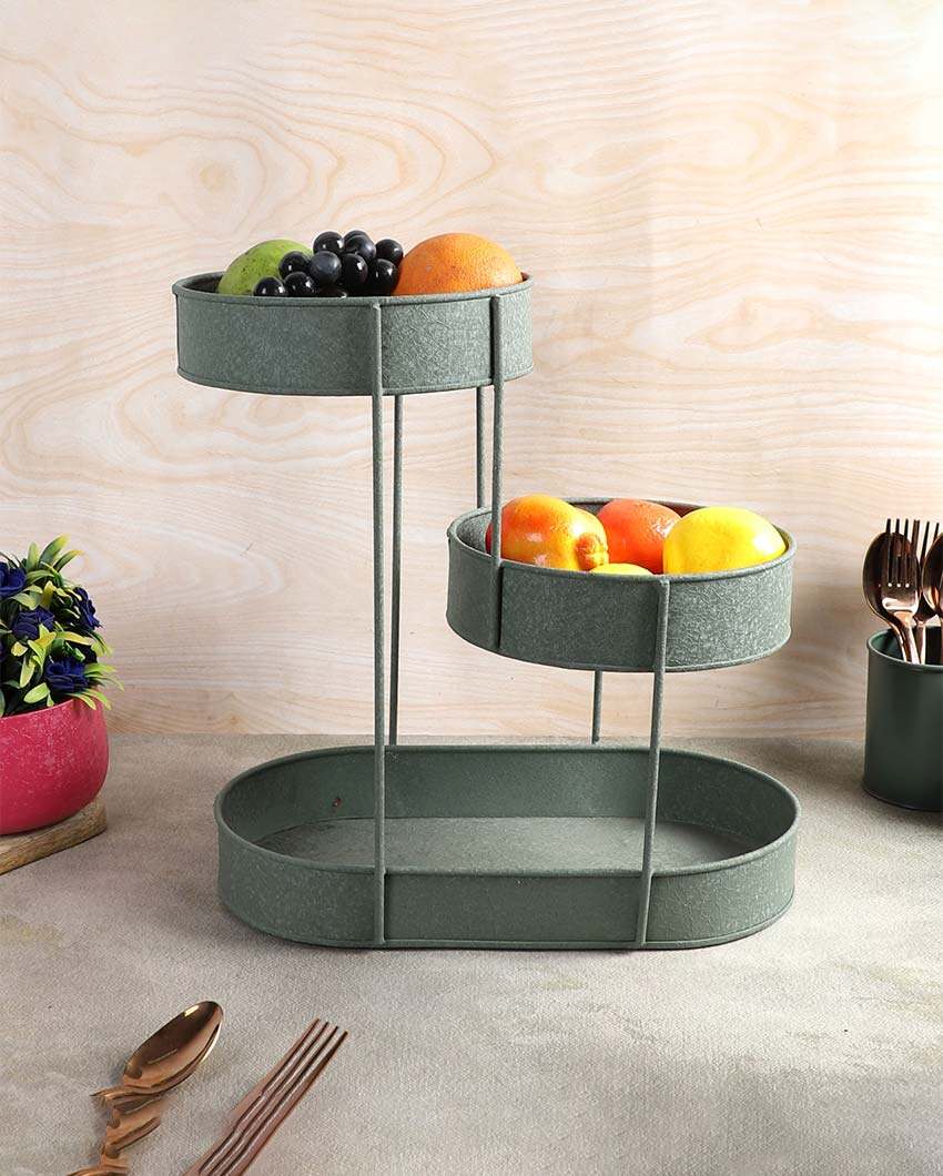 Three Tier Green Textured Kitchen Organizer | 15 x 8 x 15 inches