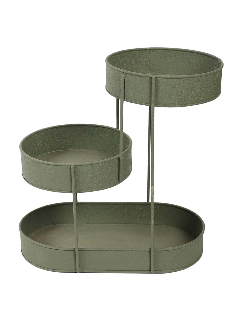 Three Tier Green Textured Kitchen Organizer | 15 x 8 x 15 inches