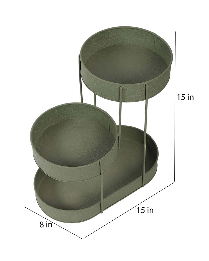 Three Tier Green Textured Kitchen Organizer | 15 x 8 x 15 inches