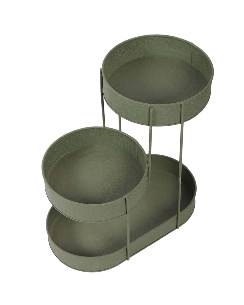 Three Tier Green Textured Kitchen Organizer | 15 x 8 x 15 inches