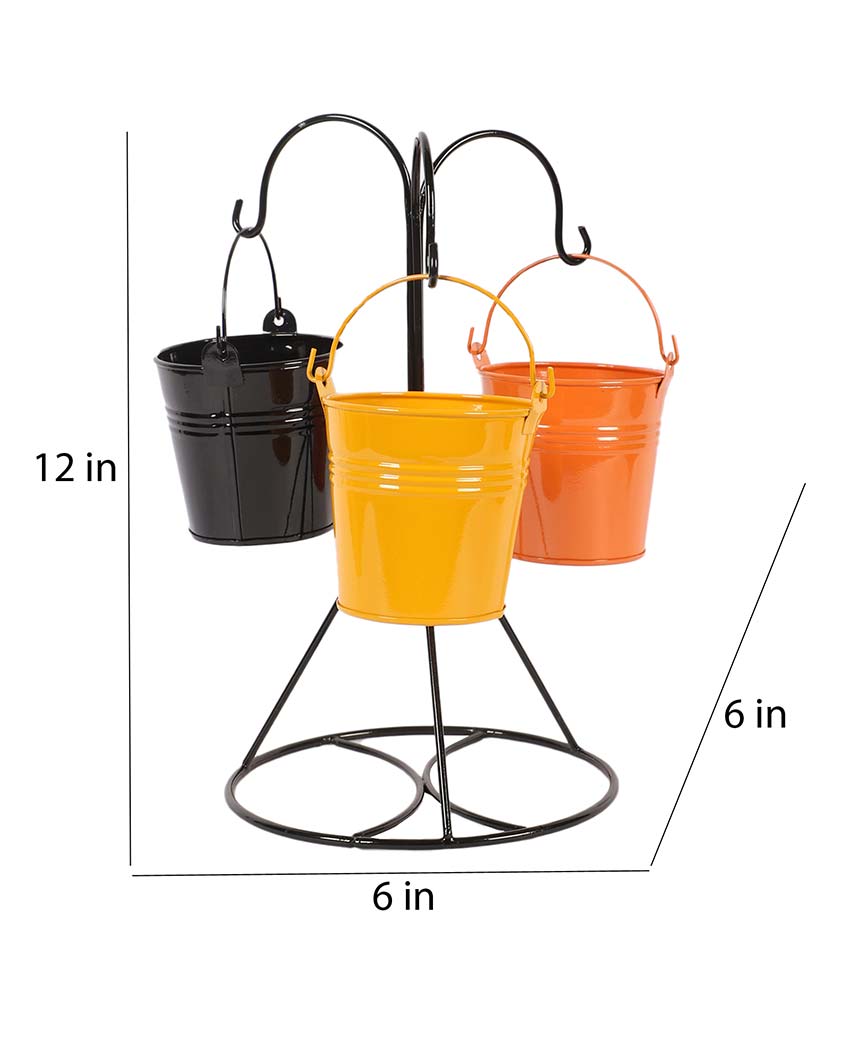 Unique Hanging Bucket Platters with Stand | 4 Pieces