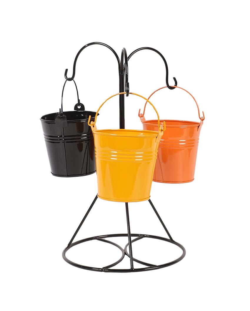 Unique Hanging Bucket Platters with Stand | 4 Pieces