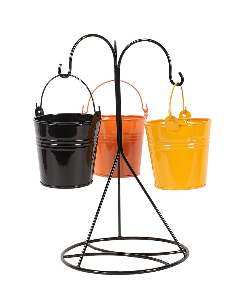 Unique Hanging Bucket Platters with Stand | 4 Pieces