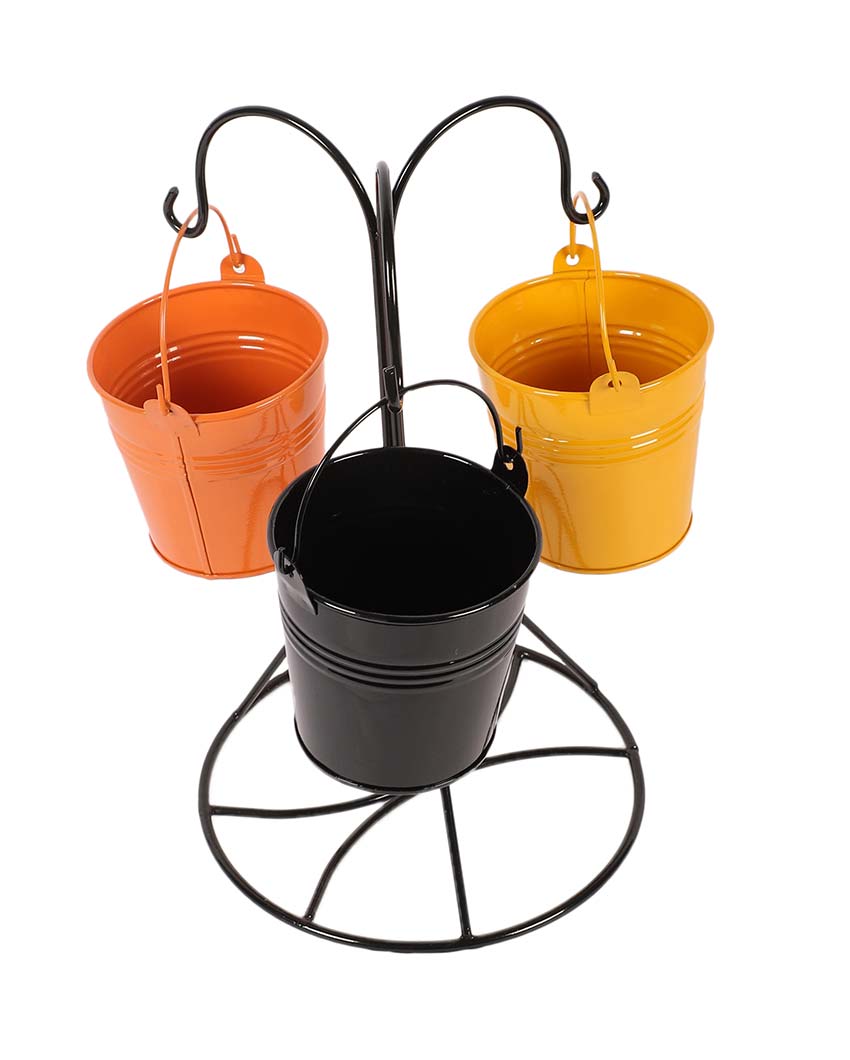 Unique Hanging Bucket Platters with Stand | 4 Pieces