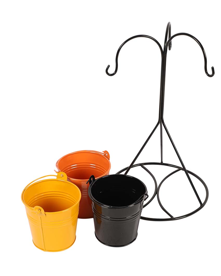 Unique Hanging Bucket Platters with Stand | 4 Pieces
