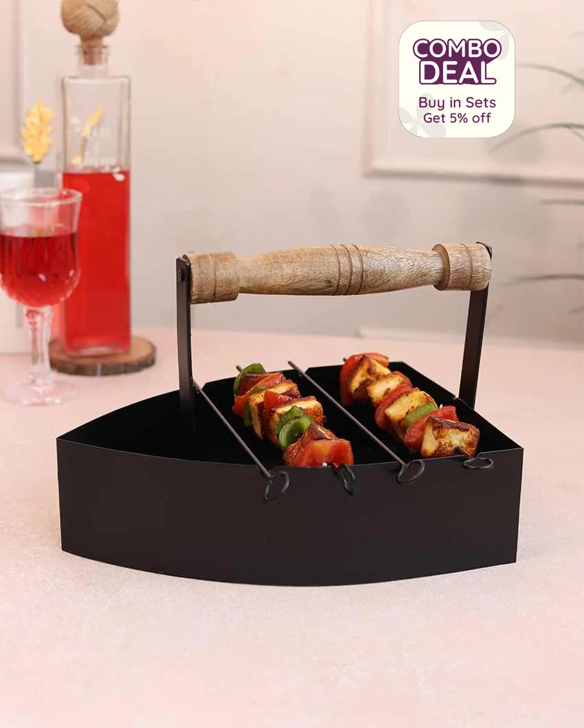 Press Barbeque Platter With Sticks | Black