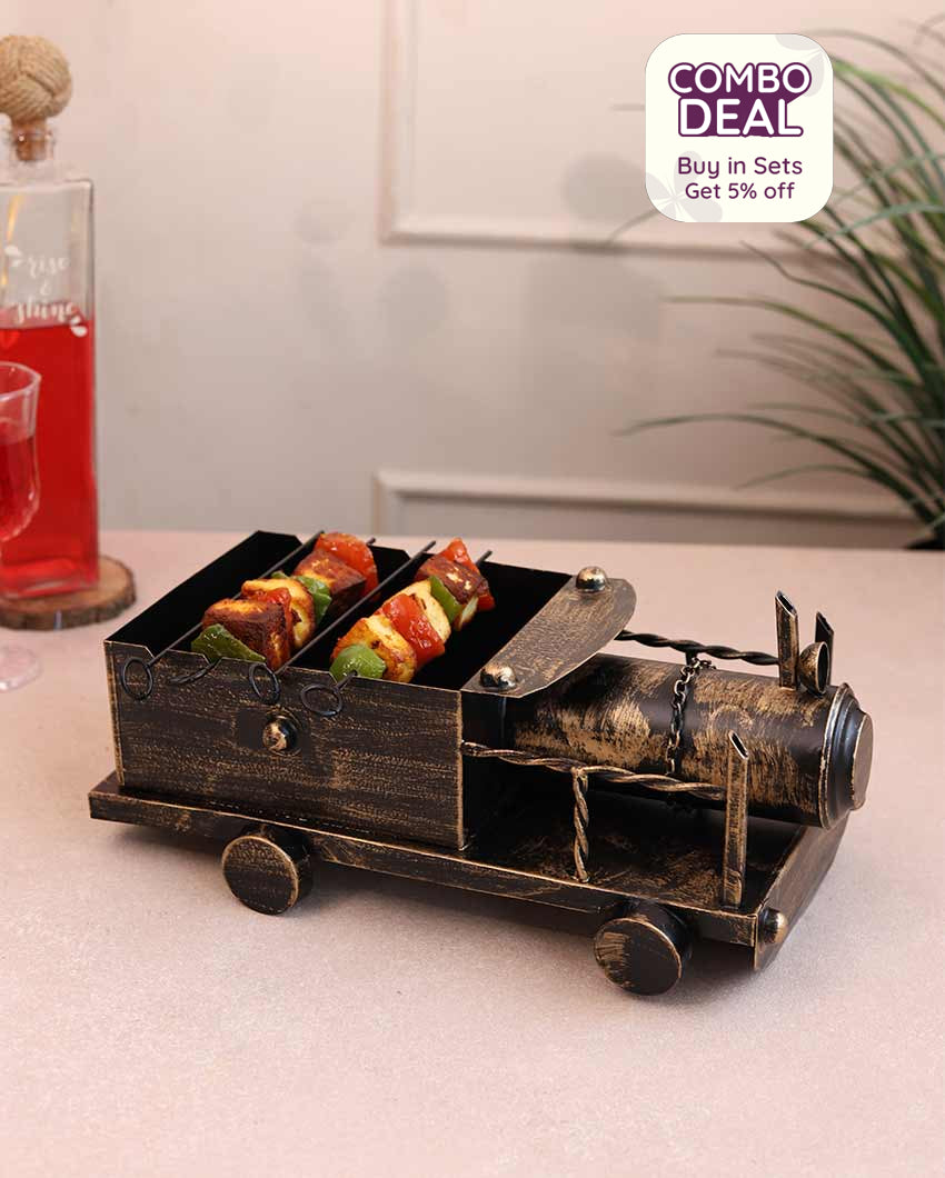 Black Barbeque Train With Skewers