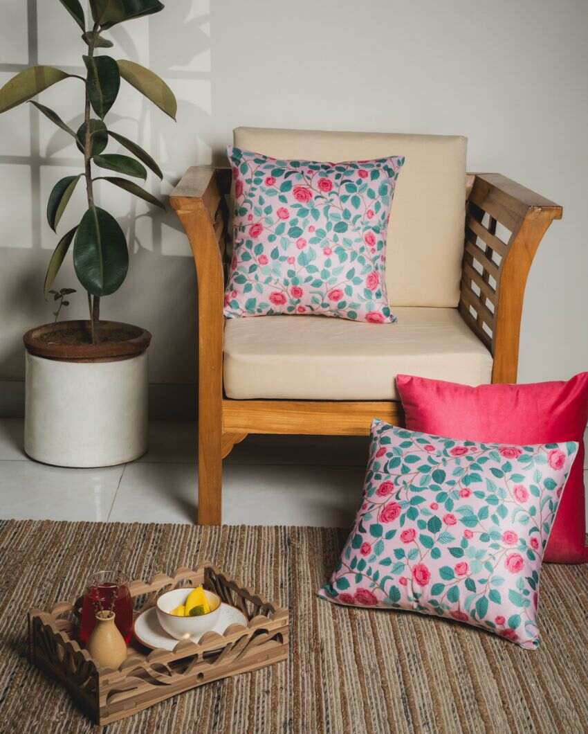 Gulab Printed Velvet Cushions | 16 x 16 inches