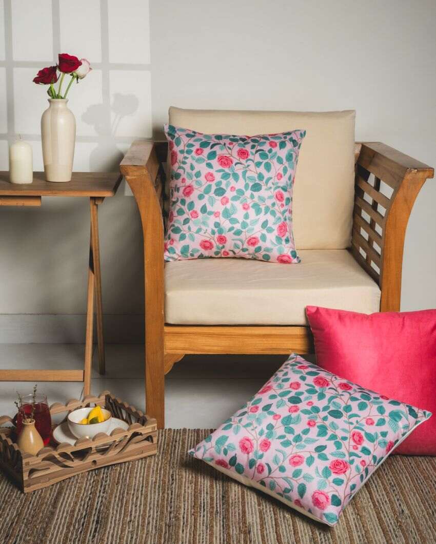 Gulab Printed Velvet Cushions | 16 x 16 inches