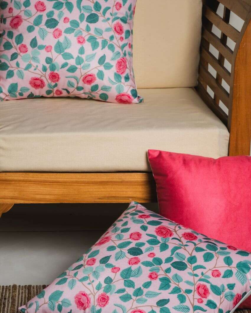 Gulab Printed Velvet Cushions | 16 x 16 inches