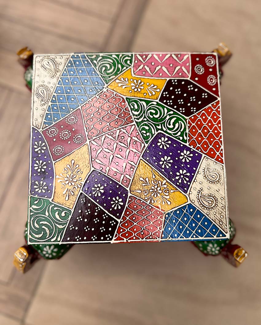 Elephant Wisdom Box Multicolor Wooden Box | 8 x 8 x 6 inches