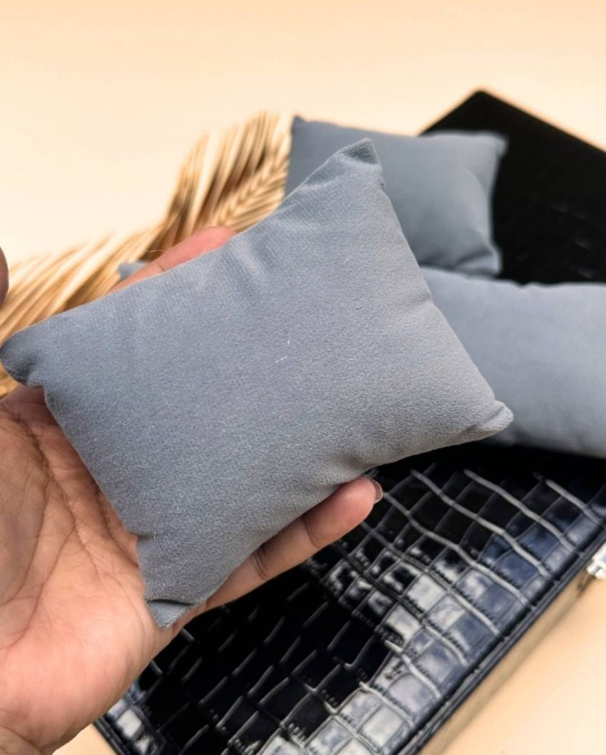 Luxury Grey Velvet Watch Organizer Pillows | Set of 2 | 4 x 2 inches