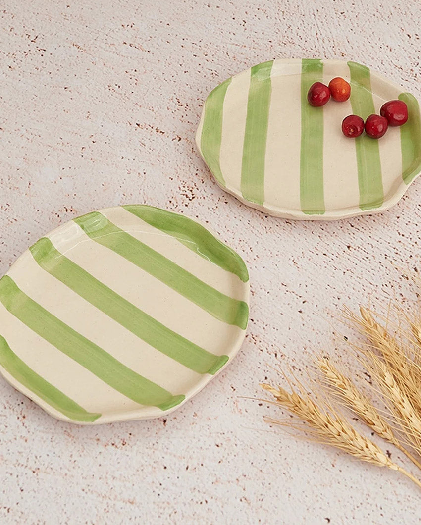 Playful Ceramic Stripe Cookie Plate | 4 x 4 inches