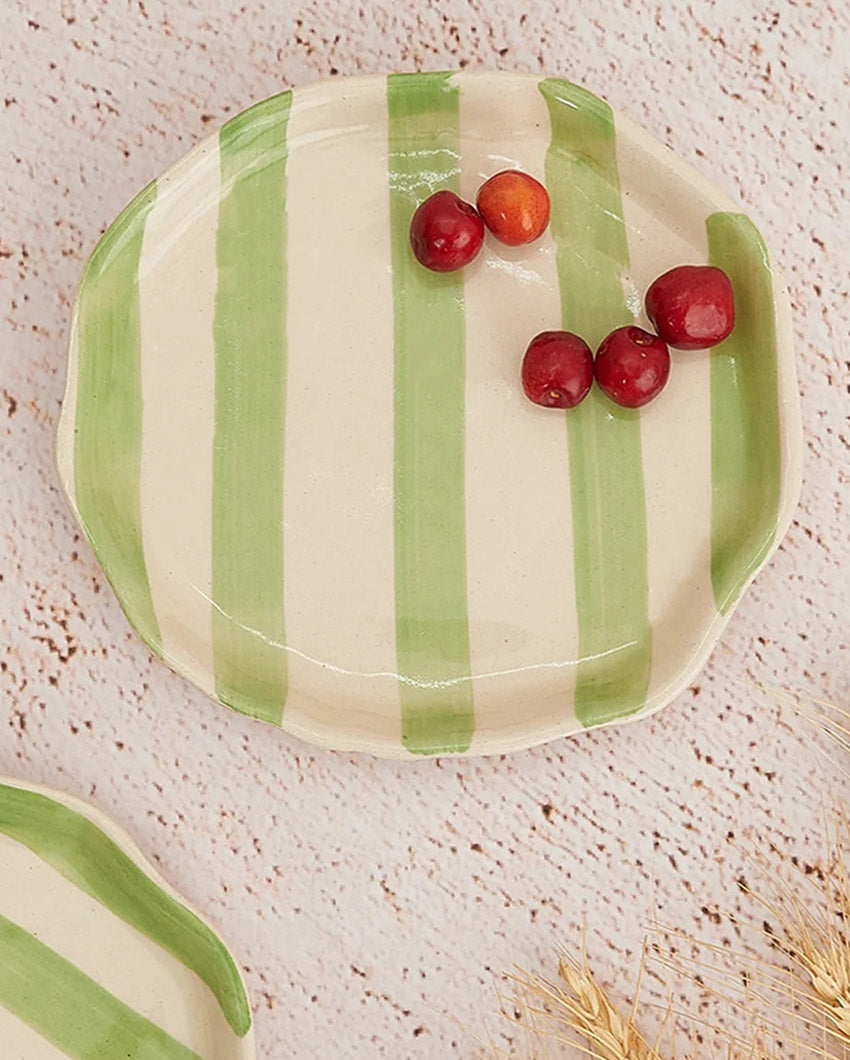 Playful Ceramic Stripe Cookie Plate | 4 x 4 inches