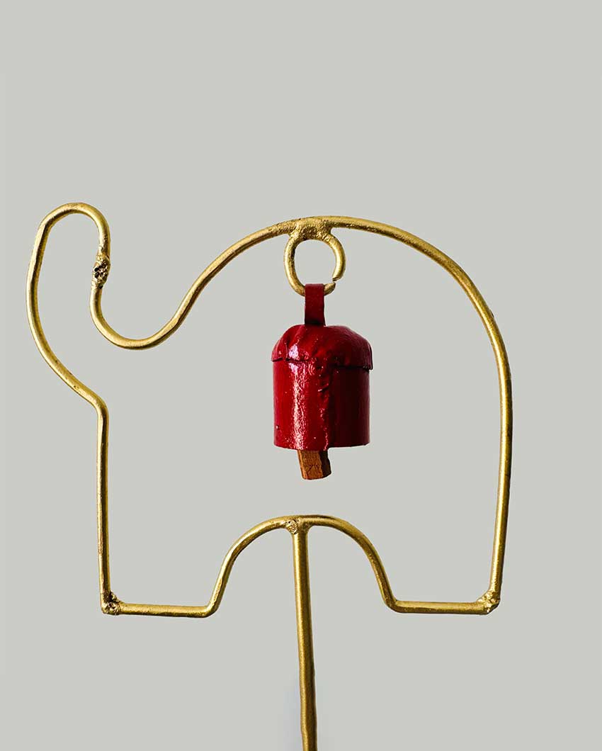 Elephant Metal Garden Stake with Bell | Set Of 2 | 4 x 23 inches