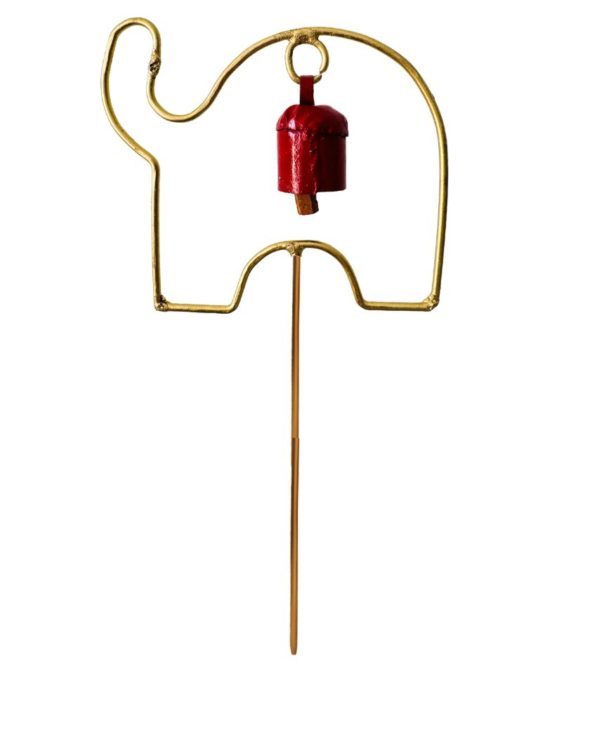 Elephant Metal Garden Stake with Bell | Set Of 2 | 4 x 23 inches