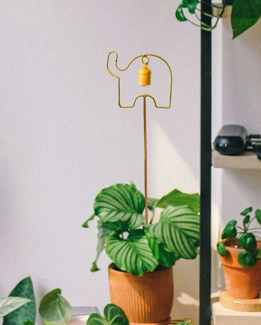 Elephant Metal Garden Stake with Bell | Set Of 2 | 4 x 23 inches