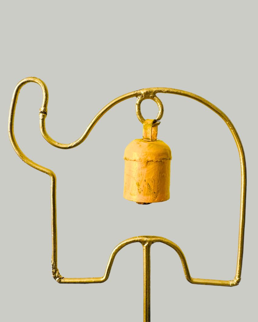Elephant Metal Garden Stake with Bell | Set Of 2 | 4 x 23 inches
