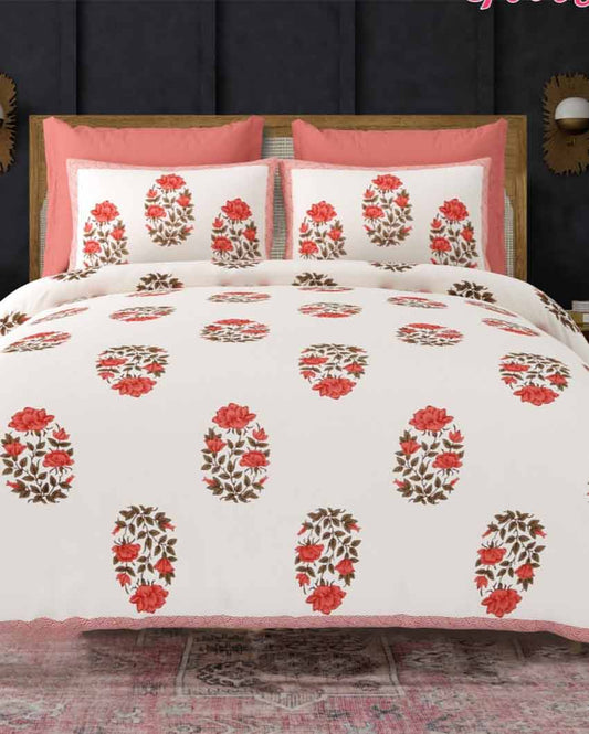 Gulaab Floral Cotton Bedding Set | King Size