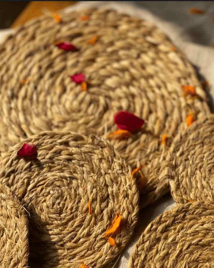 Elegant Handmade Bhimal Coasters | 4 inches