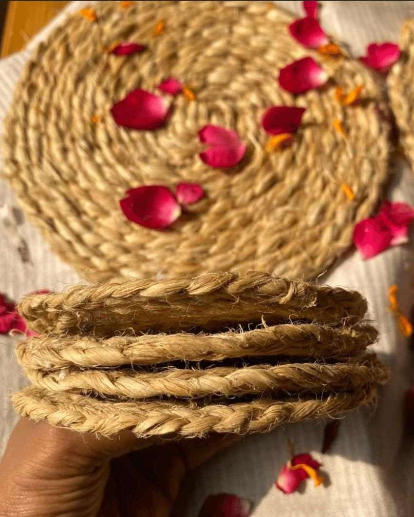 Elegant Handmade Bhimal Coasters | 4 inches