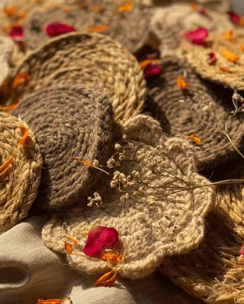 Elegant Handmade Bhimal Coasters | 4 inches