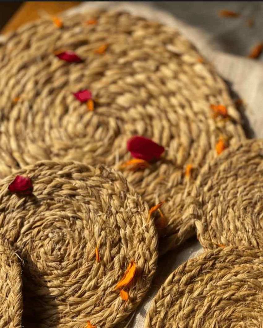 Elegant Handmade Bhimal Coasters | 4 inches