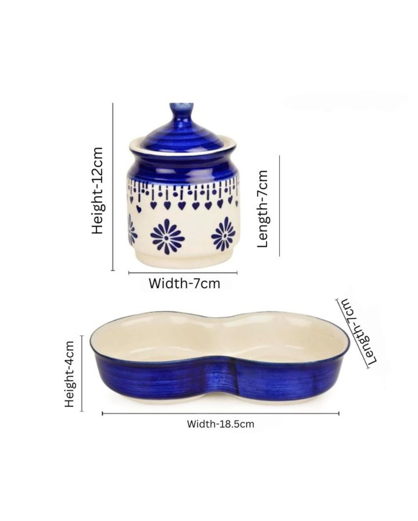 Multipurpose Ceramic Storage Jars and Lid with Trays Set | 3 Pc