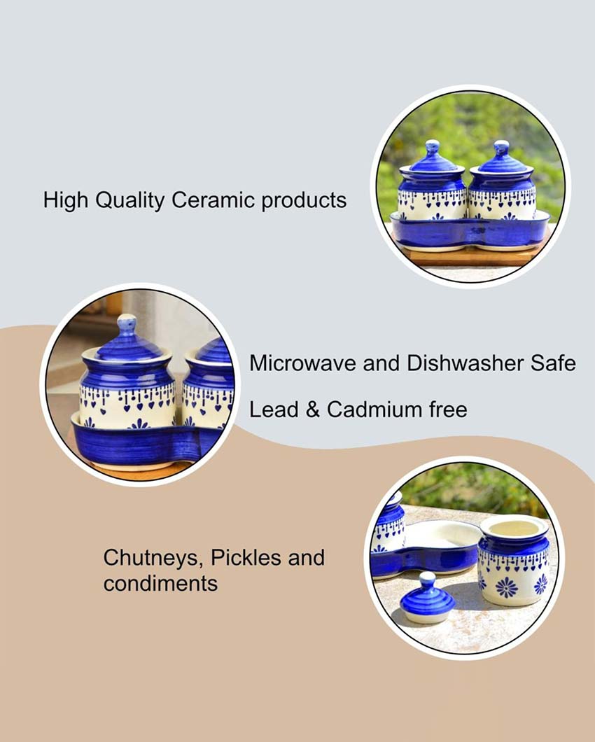 Multipurpose Ceramic Storage Jars and Lid with Trays Set | 3 Pc