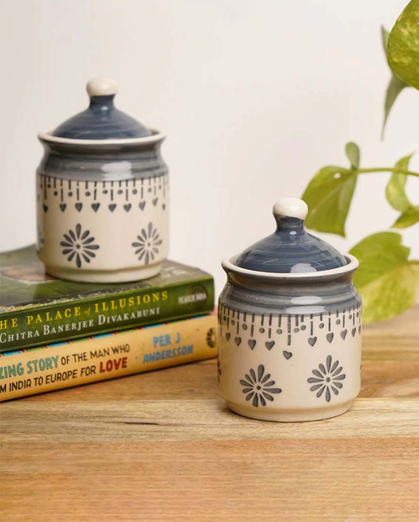Multipurpose Ceramic Storage Jars and Lid with Trays Set | 3 Pc