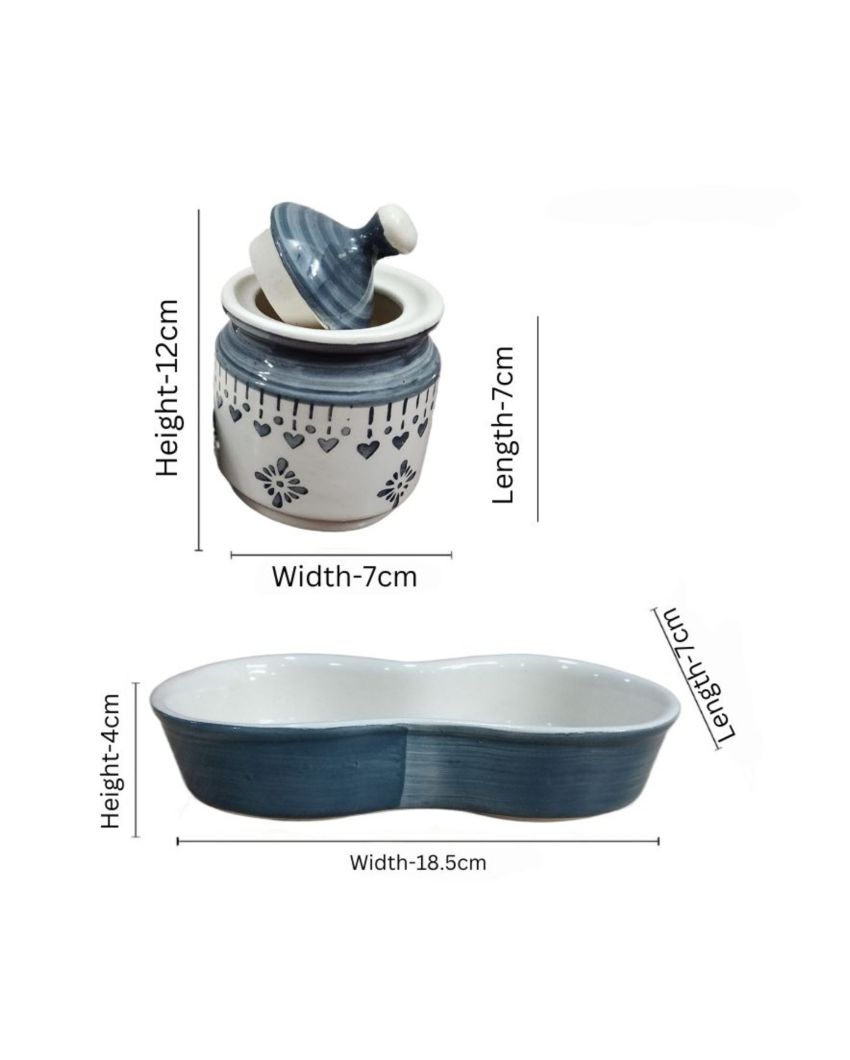Multipurpose Ceramic Storage Jars and Lid with Trays Set | 3 Pc