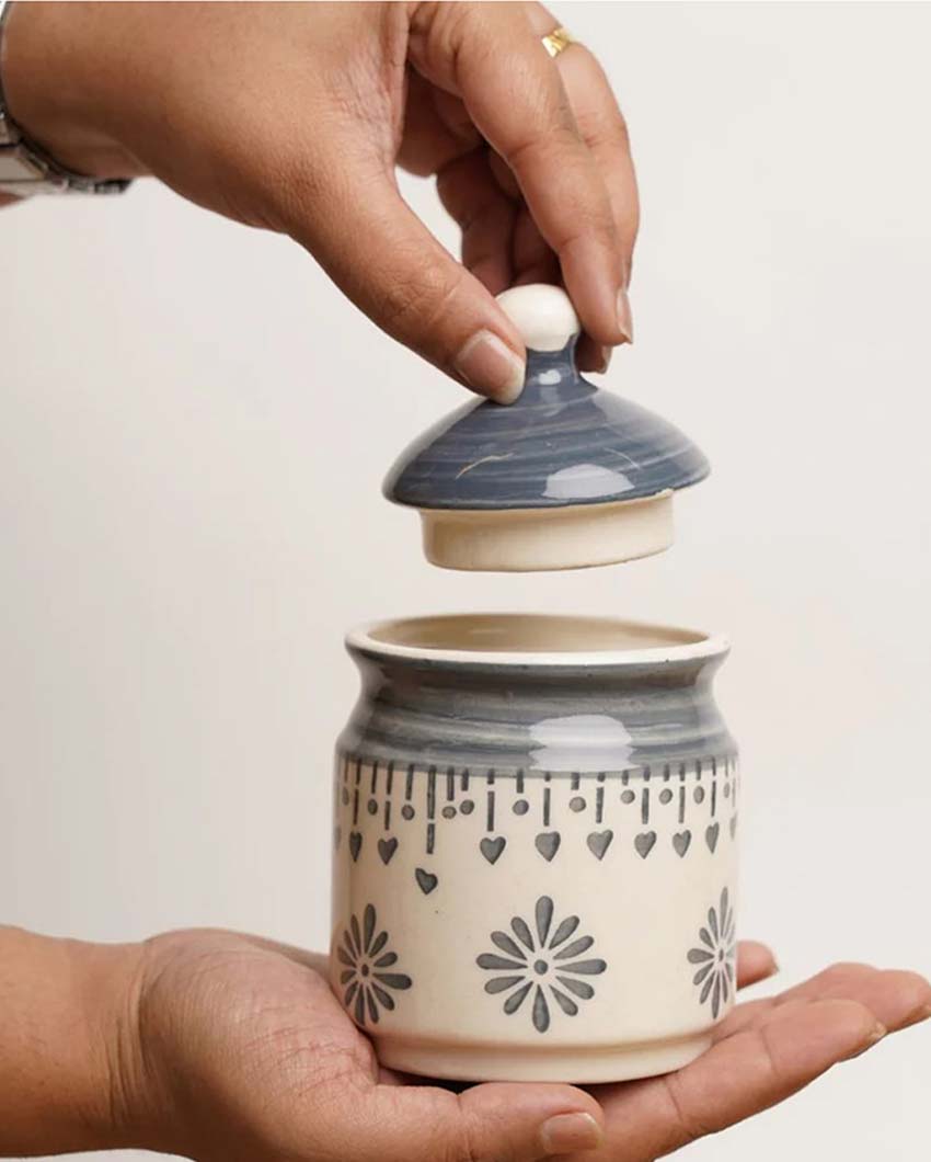 Multipurpose Ceramic Storage Jars and Lid with Trays Set | 3 Pc