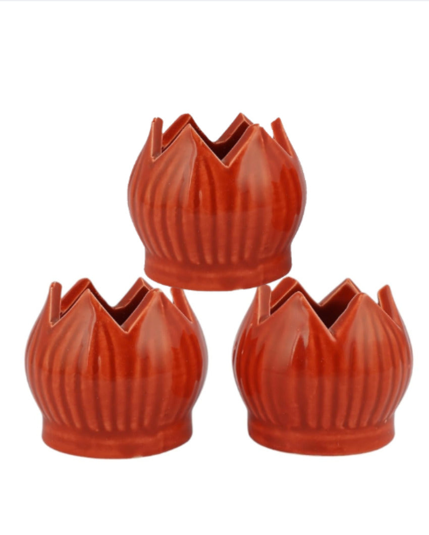 Floral Design Ceramic Incense Stick Holders | Set Of 3 | 2 x 3 inches