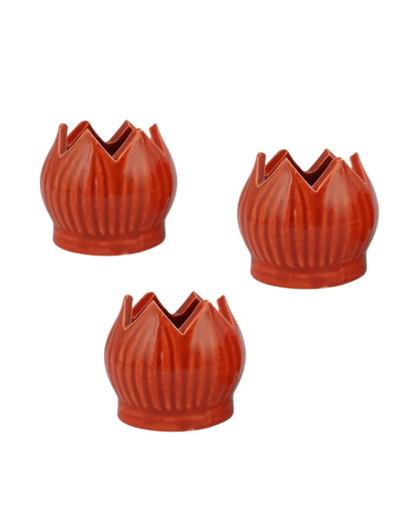 Floral Design Ceramic Incense Stick Holders | Set Of 3 | 2 x 3 inches
