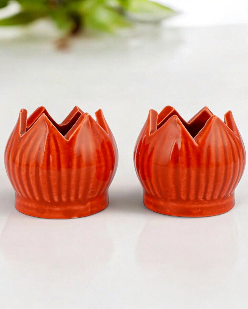 Floral Design Ceramic Incense Stick Holders | Set Of 3 | 2 x 3 inches