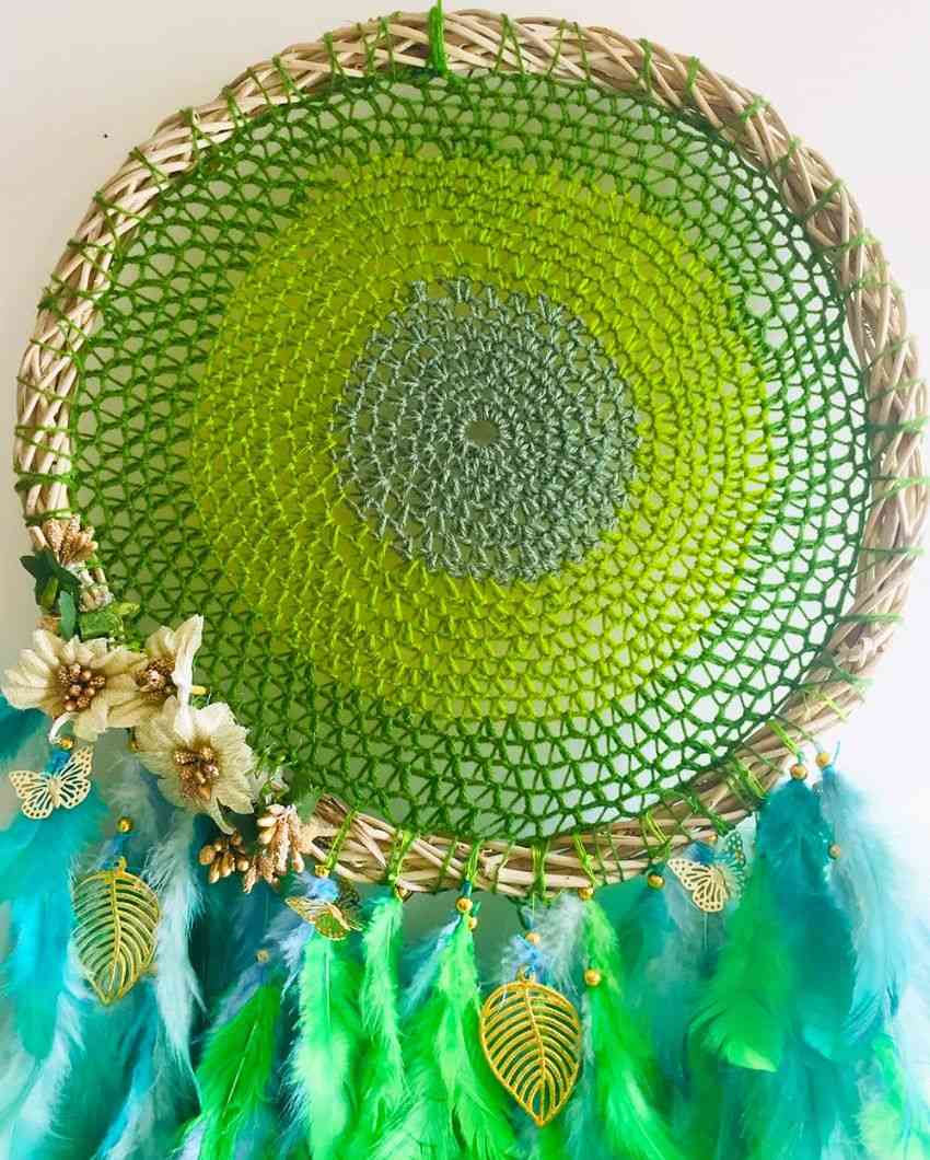 Emerald Beaut Feather & Beads Dreamcatcher | 12 x 30 inches