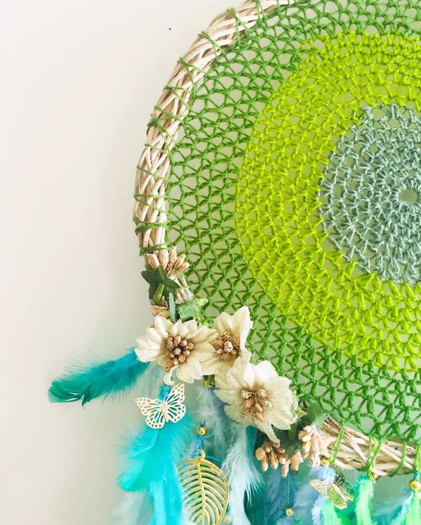 Emerald Beaut Feather & Beads Dreamcatcher | 12 x 30 inches