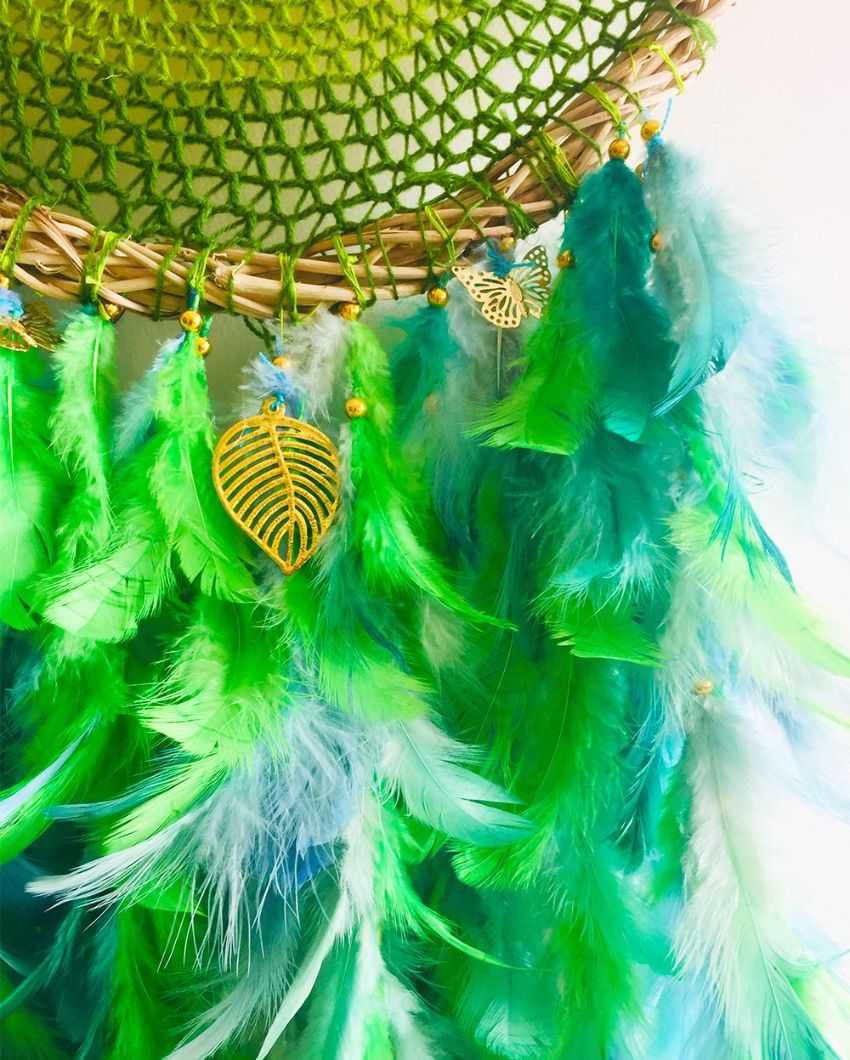 Emerald Beaut Feather & Beads Dreamcatcher | 12 x 30 inches