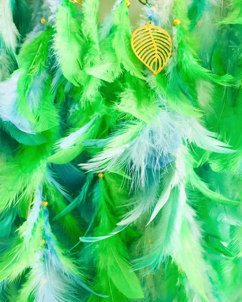 Emerald Beaut Feather & Beads Dreamcatcher | 12 x 30 inches
