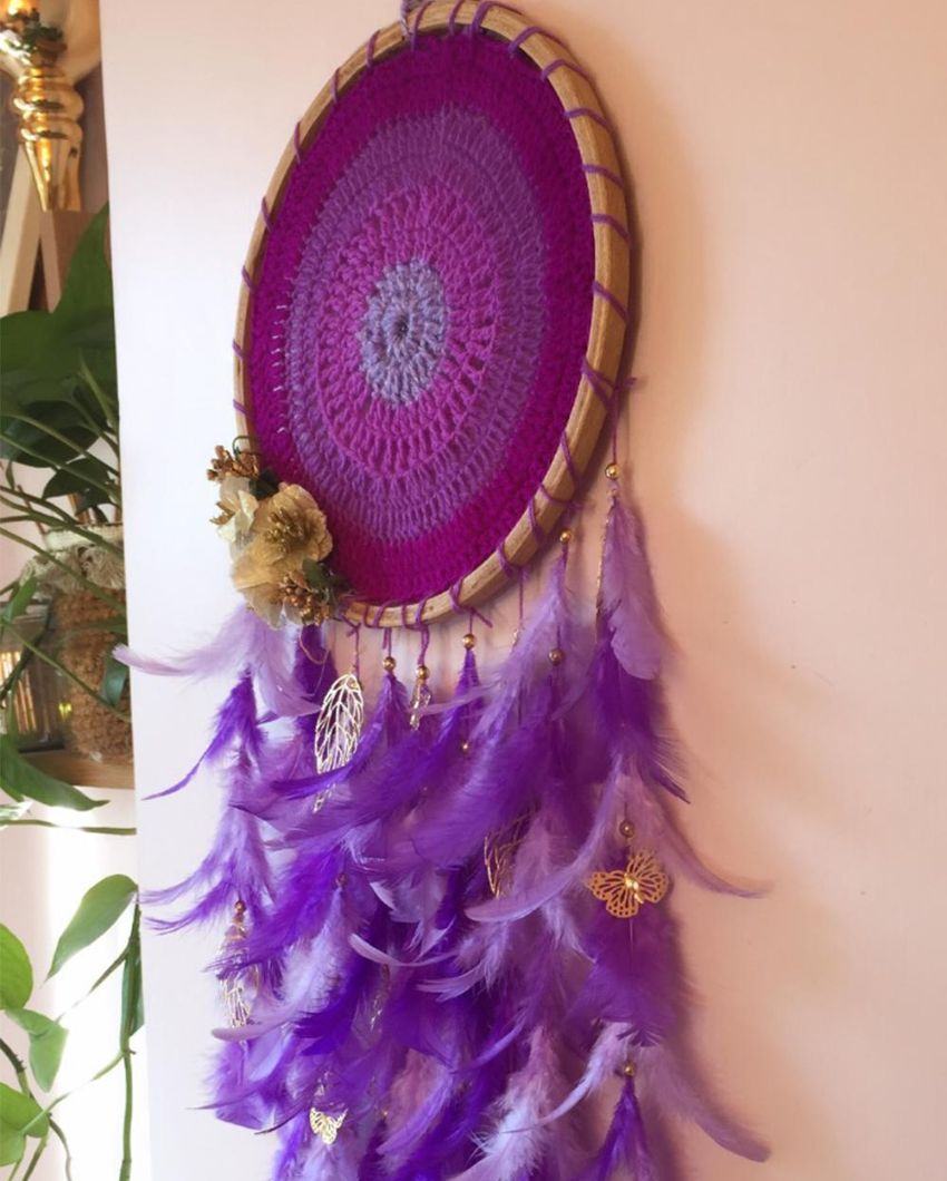 Violet Hues Feather & Beads Dreamcatcher | 12 x 30 inches