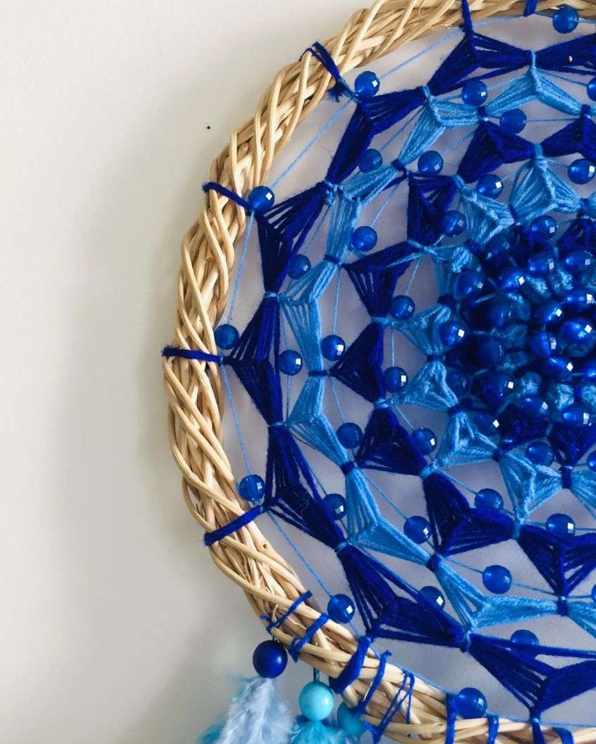 Out of The Blue Feather & Beads Dreamcatcher | 12 x 30 inches