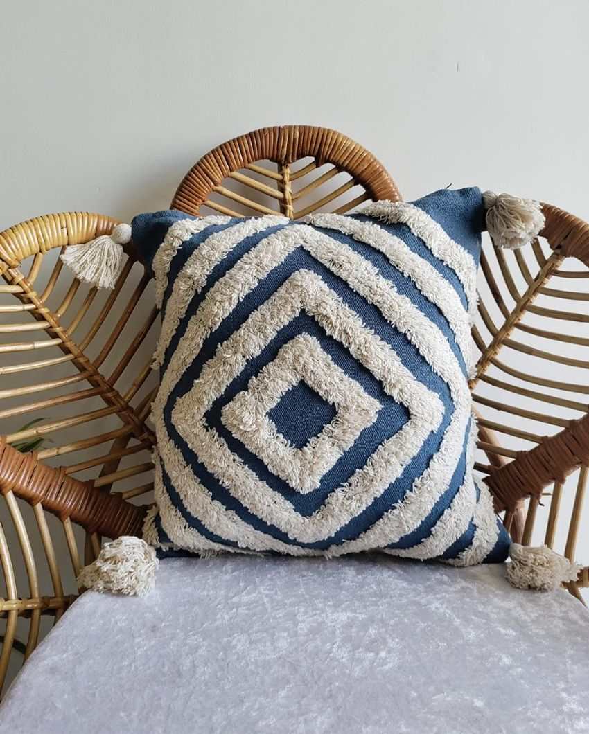 Bohemian Bliss Cotton Jute Cushion Cover | 16 x 16 inches