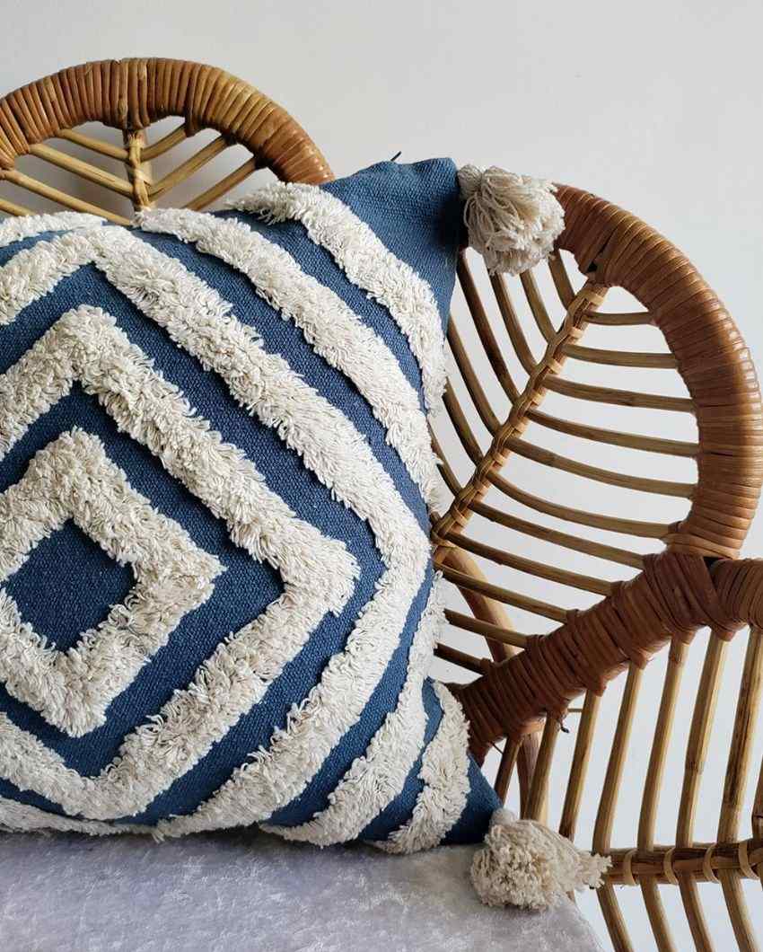 Bohemian Bliss Cotton Jute Cushion Cover | 16 x 16 inches