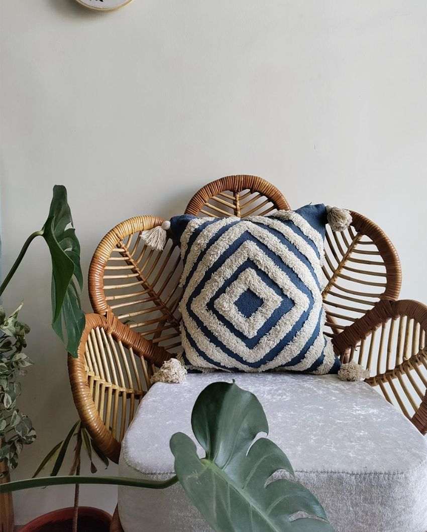 Bohemian Bliss Cotton Jute Cushion Cover | 16 x 16 inches