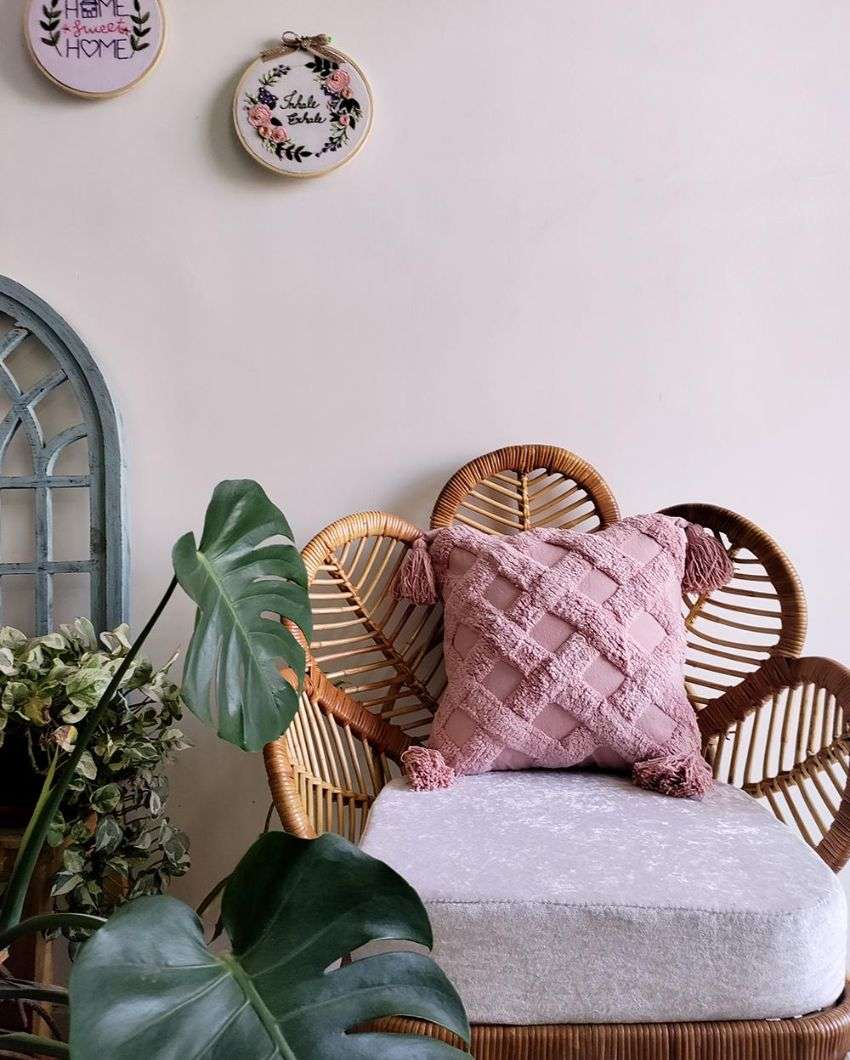 Pink Pixie Dust Cotton Jute Cushion Cover | 16 x 16 inches