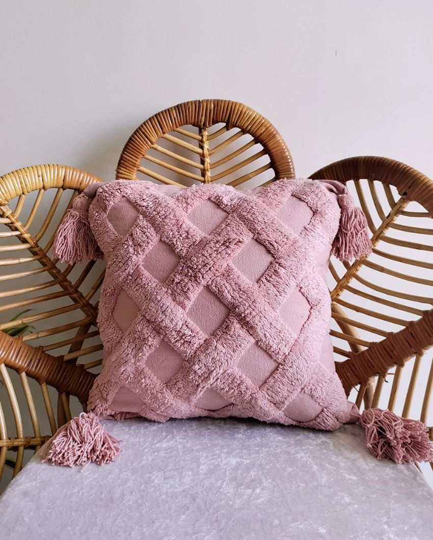 Pink Pixie Dust Cotton Jute Cushion Cover | 16 x 16 inches